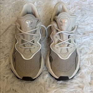 Adidas Cream and Gray Athletic Shoes